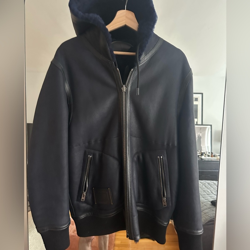 coach reversible shearling hoodie